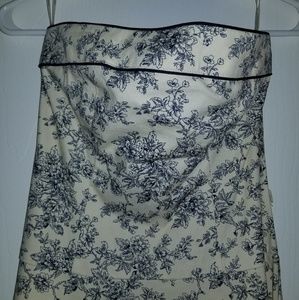 Cream dress with navy flowers